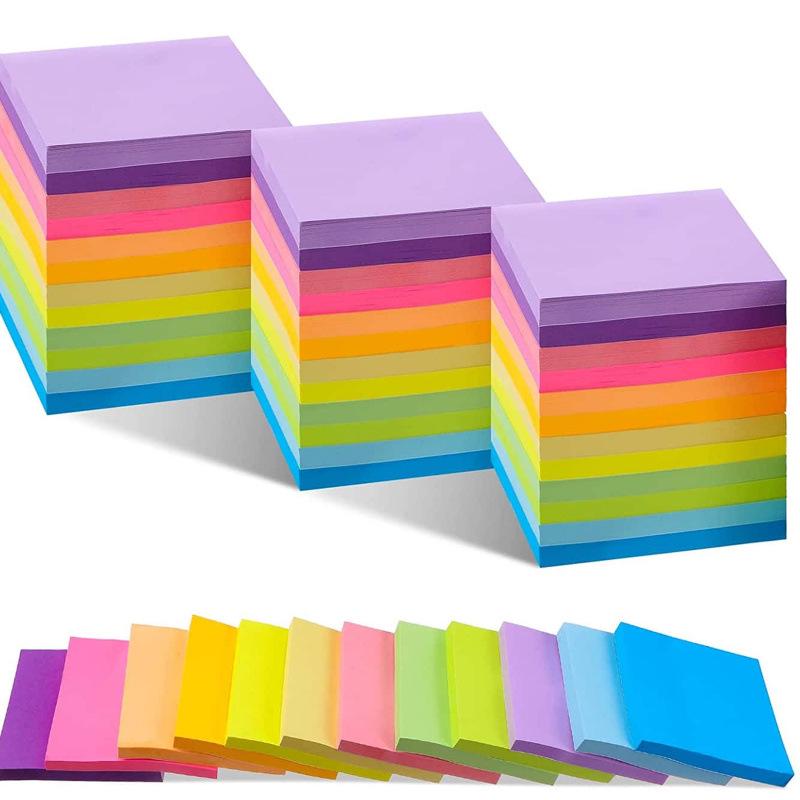 Fluorescent Colored Sticky Notes 3x3 Inch Student Memo Strips, N-Times Stick, Hot Selling Notepad