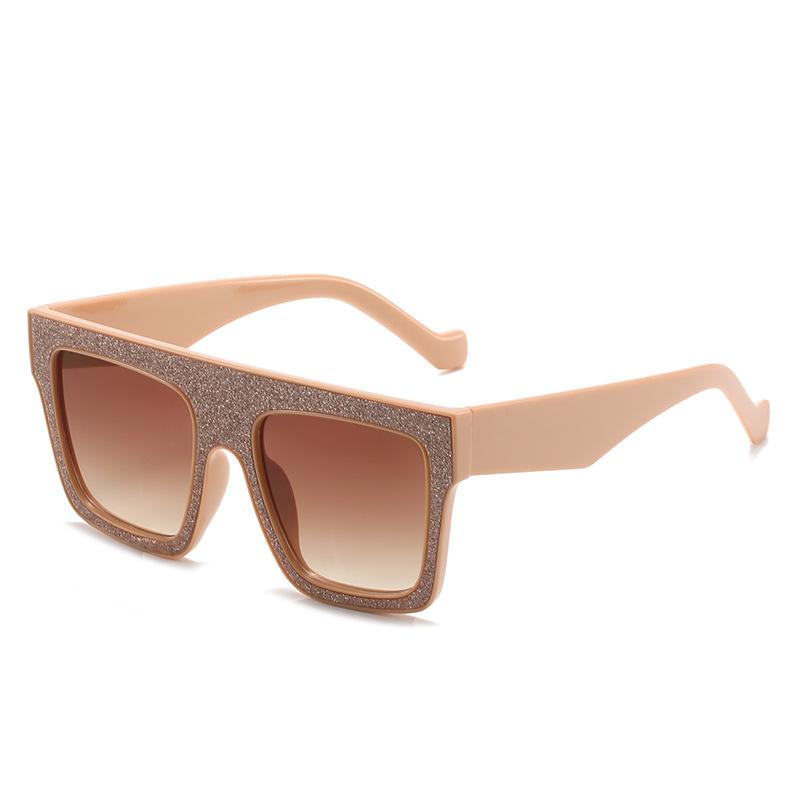 Sunglasses Women'S Trend Large Frame Square Sticky Leather Sunglasses Wear Wind Shade Glasses Men