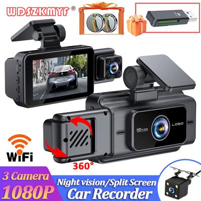 Autokamera DVR 3kanálová 1080P palubní kamera do auta WIFI videorekordér zadní kamera pro vozidlo autokamera černá skříňka autopříslušenství