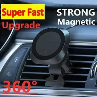 Chargeur sans fil magnétique pour voiture Support de téléphone de voiture Support de voiture pour iPhone 16 15 14 13 12 Samsung S25 S24 Station d'accueil à charge rapide