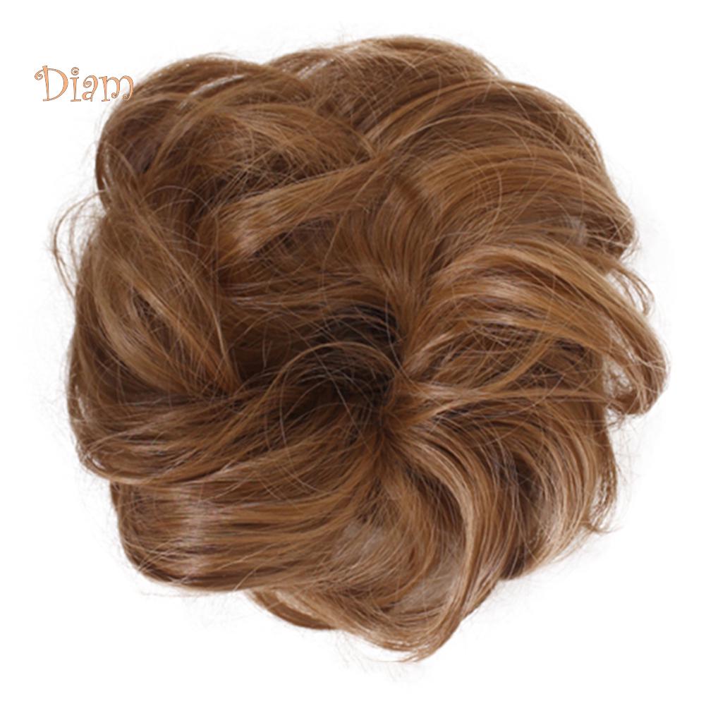 Diamo Women Hair Bun Extension Wavy Curly Messy Donut Chignons Wig Hairpiece