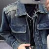Men's Distressed Retro Slim-fit Denim Jacket - Casual Zipper Outerwear for Spring & Autumn.