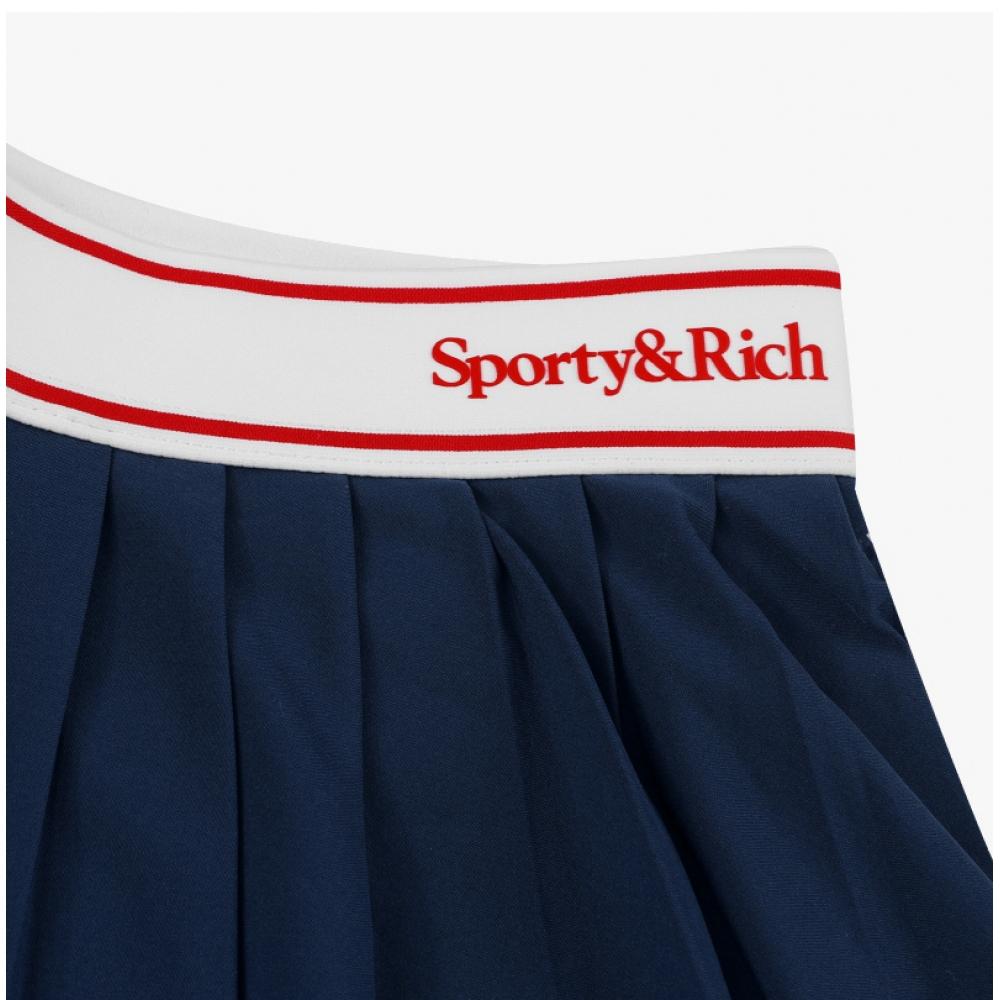 Sporty   Rich Sk005S406Sn Serif  Serif  Logo Pleated TenniS Women S Skirt