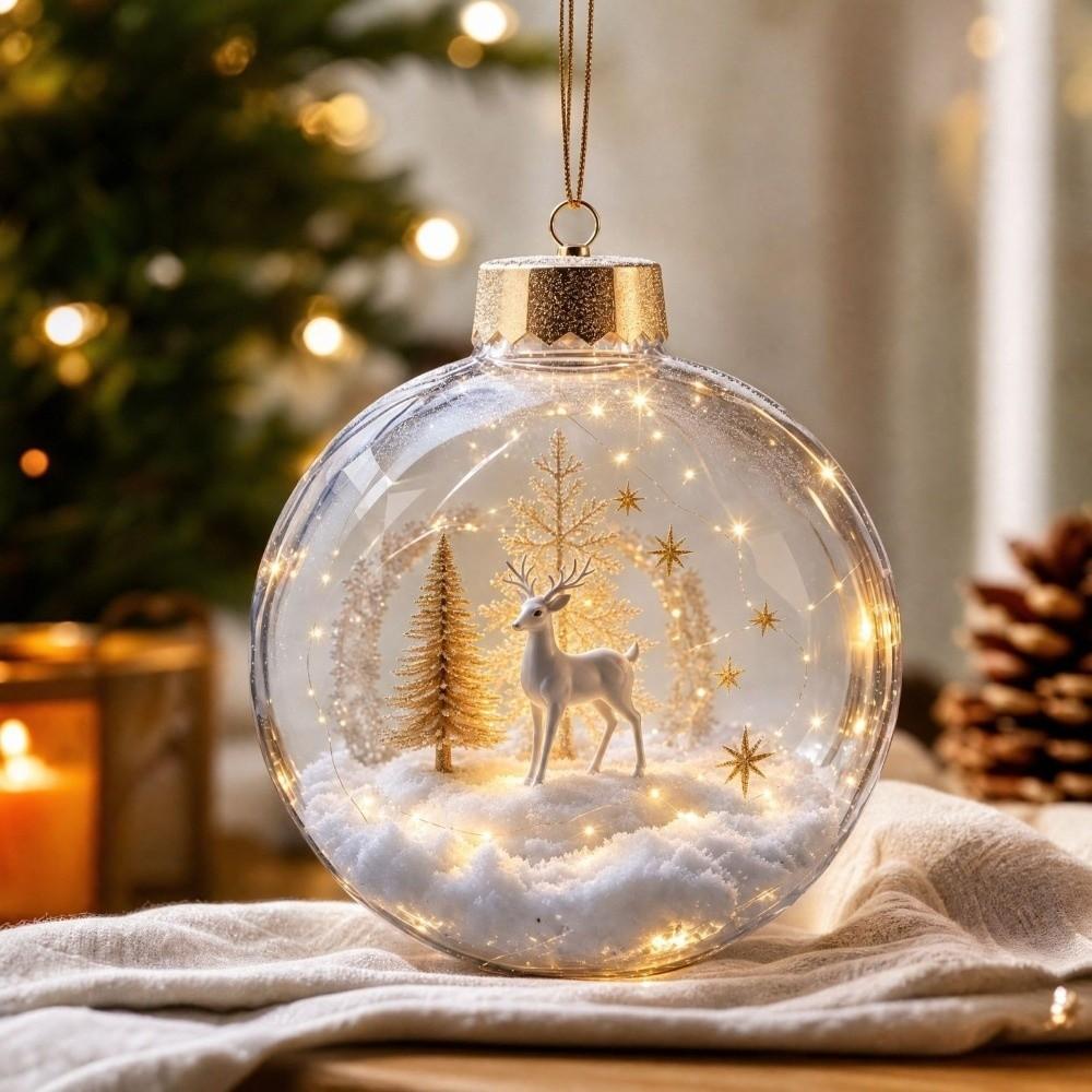 2D Flat Pattern Christmas Ball Ornament Shatterproof Hanging Light Up Ornament Pendant Window