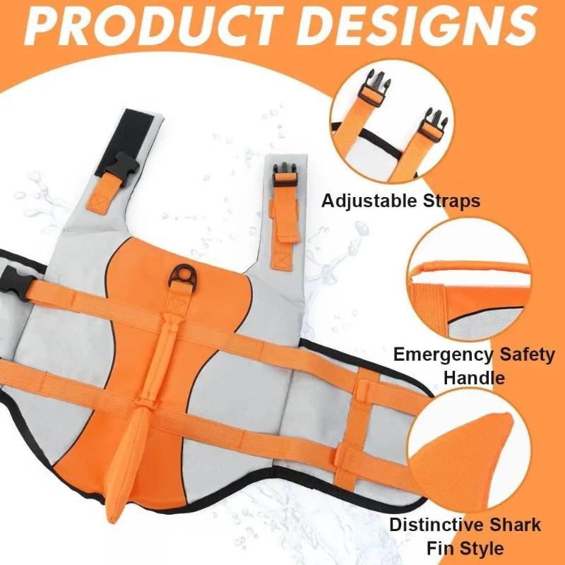 Lifevest for Dogs Super Buoyancy Mermaid Shark Dog Life Jacket for Small Large Dogs Reflective Safe Puppy Swimsuit with Handle