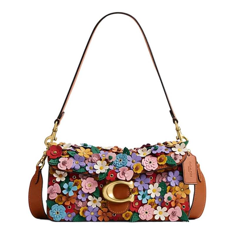 

COACH Tabby 26 Floral Applique Detachable Shoulder Strap Calf Leather Crossbody Shoulder Bag Medium Women s Multicolor коричневий