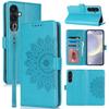 For Samsung Galaxy S24+ Stand Case Textured Leather Wallet Phone Cover with Strap