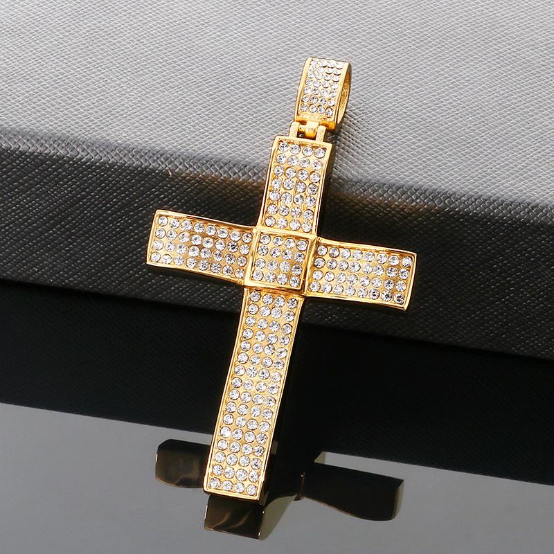Hip Hop Gold Color Zirconia Dog Paw Pendant Necklace for Men Larger Cross Stainless Steel Jewelry Rock Women's Accessory Gift