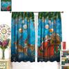 Christmas Curtain Funny Anta Claus Riding Sleigh Delivering Present Ball Winter Print Drapes Bedroom Party Decor For Made Of Polyester