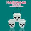 1 Pcs Black or White Plastic Candy Jar Skull Witch Candy Kettle Halloween Party Hanging Props Decor
