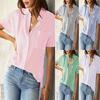 Frühling und Sommer Neues bedrucktes gestreiftes Cardigan-Top Lässiges und modisches Kurzarmhemd