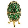 Egg Shape Trinket Boxes Vintage Exquisite Rhinestones Trinket Boxes with Hinged for Living Room Green