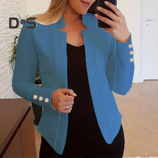 Dámske jarné jesenné sako kabát s vrúbkovaným golierom sako s dlhým rukávom sako slim strih otvorené predné ležérne biznis sveter