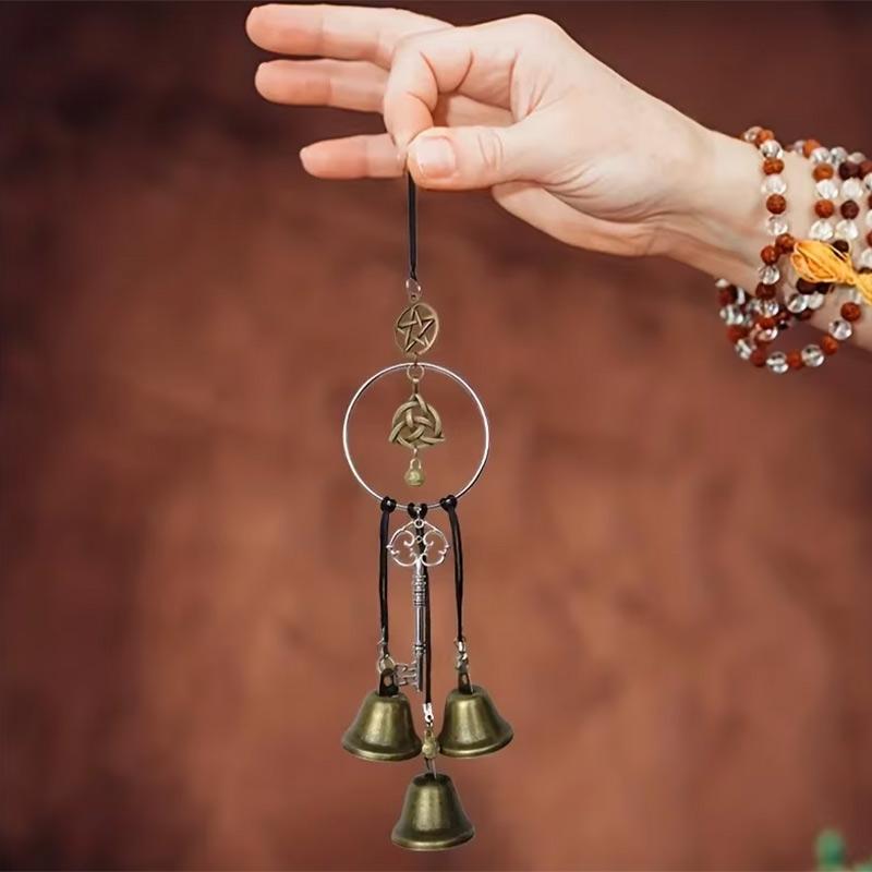 Door Knob Witch Bell Home Handmade Hanging Brass Bell Witchcraft Door Hanger Wicca Wind Chime Decor