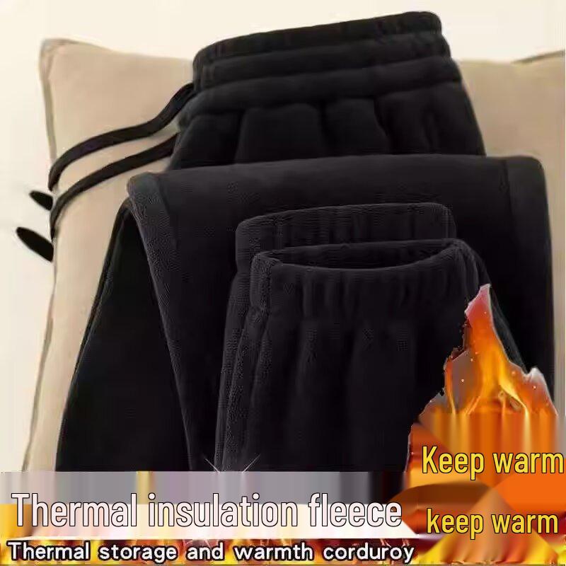 Heavyweight Double-Sided Coral Fleece Joggers for Boys - Autumn/Winter Thickened Loose Fit Warm Pants for Kids