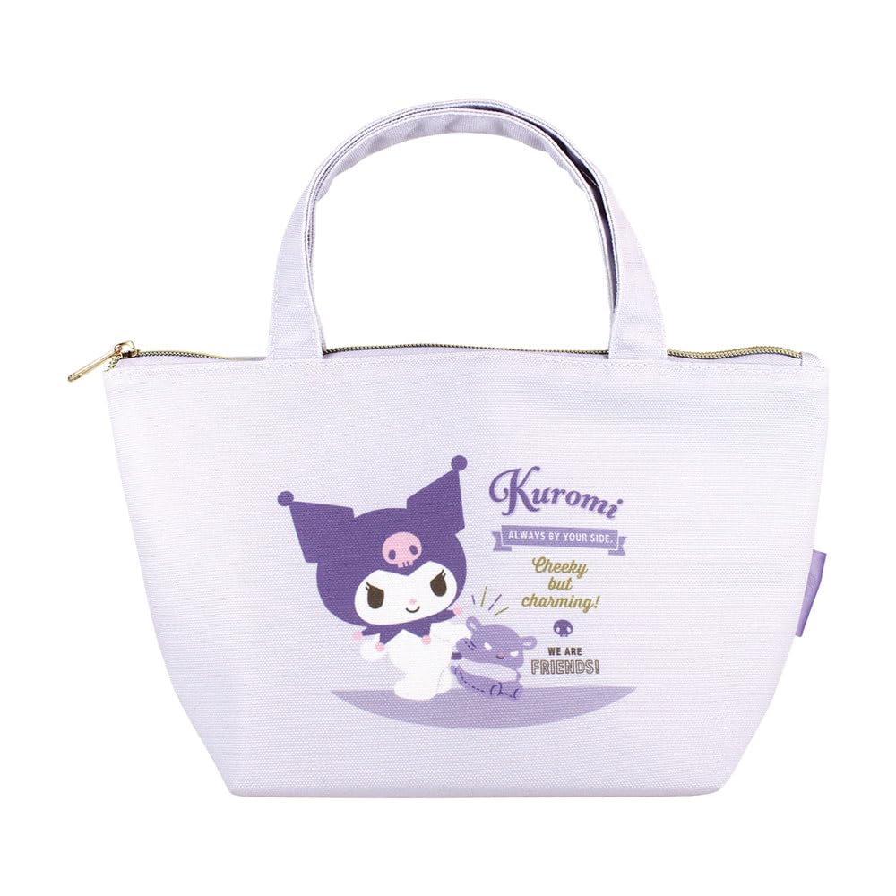 Tees Factory Sanrio Characters Insulated Canvas Lunch Bag with Badge H180 x W315 x Logo/Kuromi, D130mm, SR-5535835KU