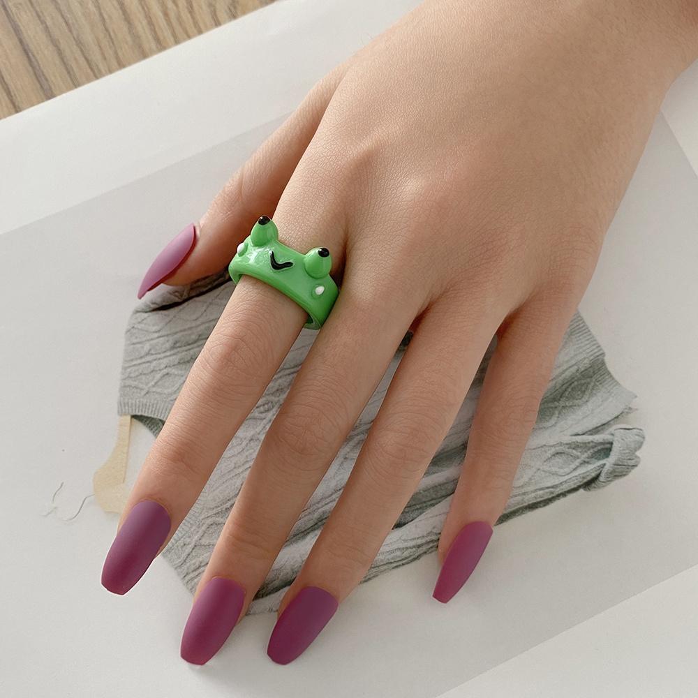 iF ME Personalized Colorful Resin Ring Frog Chicken Ring Unisex Accessories Jewelry