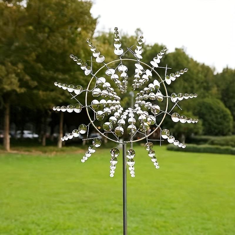 Outdoor Rotating Metal Windmill Sculpture Personalized Irregular Craft Decoration Wind Solar Spinners Yard Garden Decor