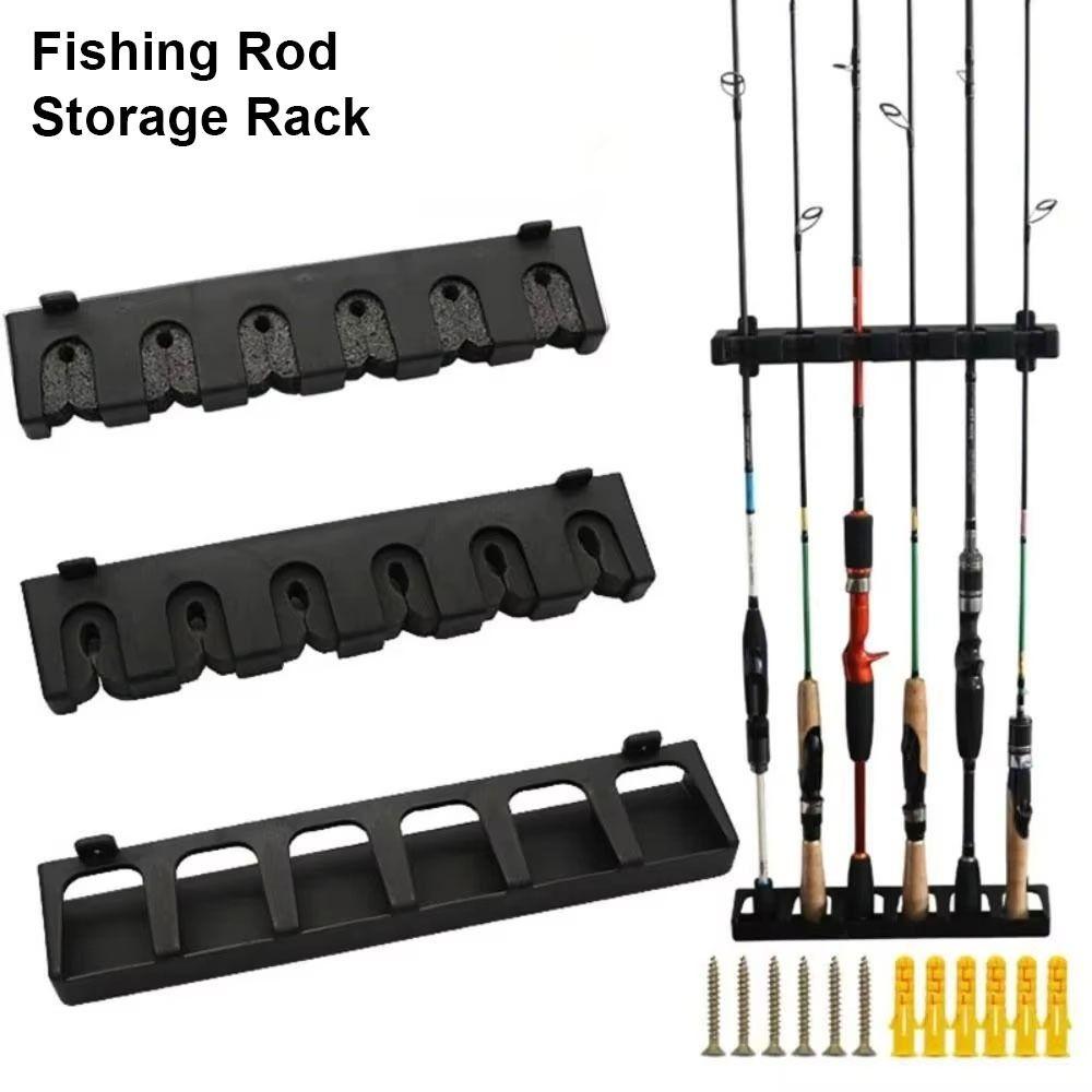 1Set Wall-mounted Fishing Rod Storage Rack 6 Holes Fishing Rod Stand Bracket  Fishing Accessory