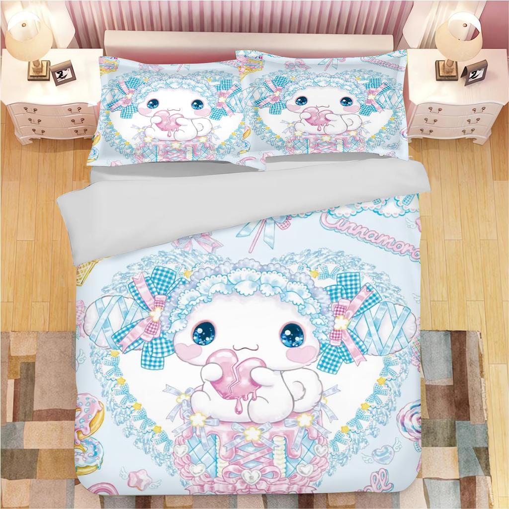 Sanrio Series Kuromi Duvet Bedding Set for Children King Size Luxury Cover 100% Polyester 3-Piece Christmas Gifts Home Decor