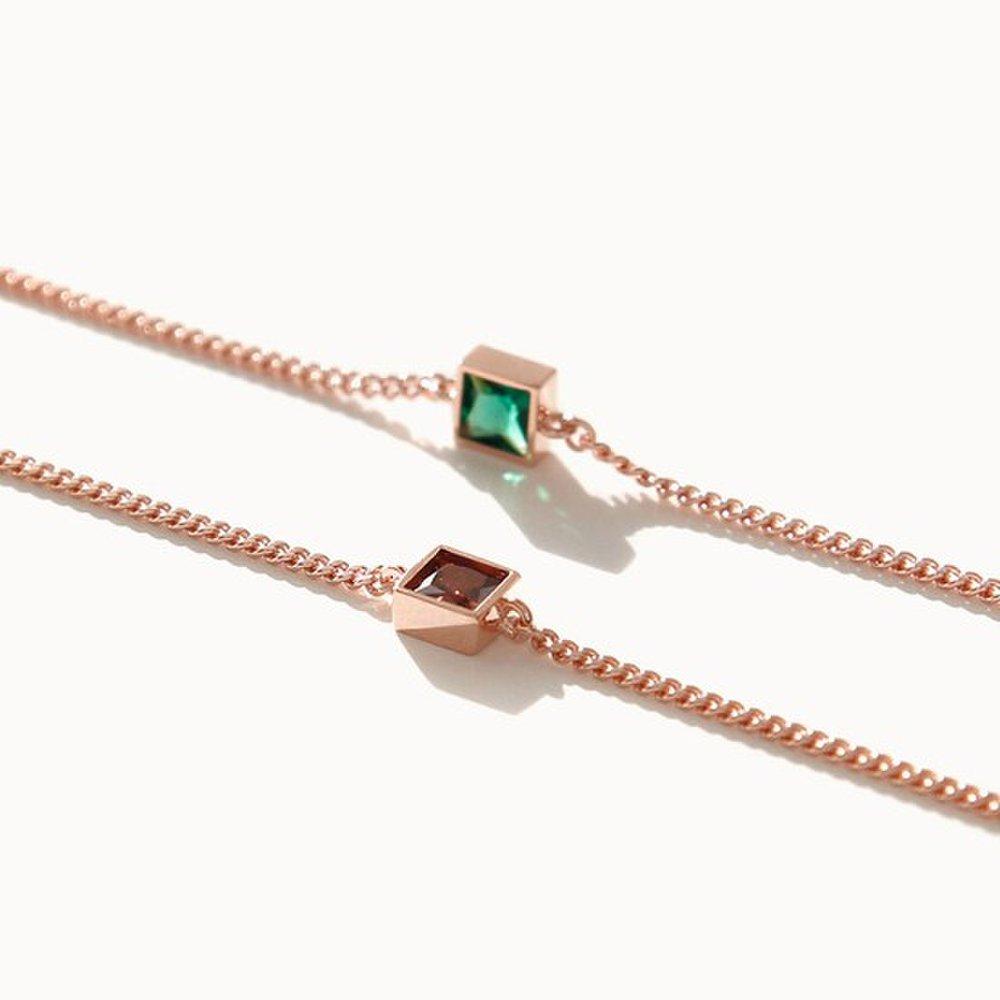 

J.Lauren B0892 Silver Rose Gold Green Onyx Garnet Bracelet Rhodolite garnet