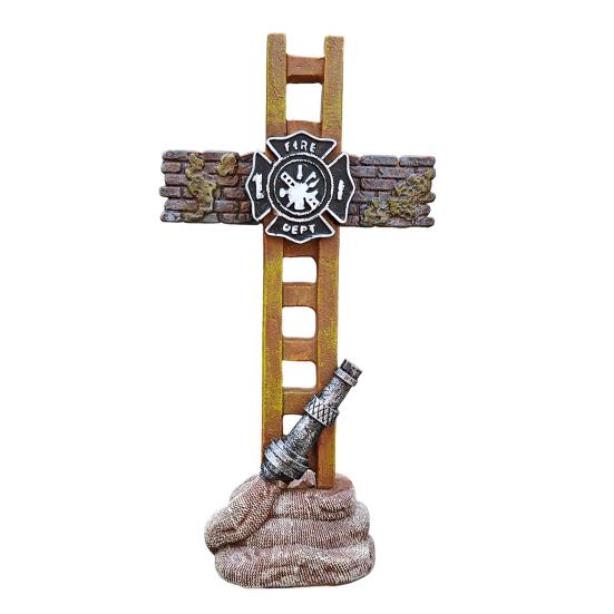 Статуэтка Распятия Пожарного Статуя Пожарного из Смолы Аксессуары Памятная Духовная Статуэтка для Настольной Полки