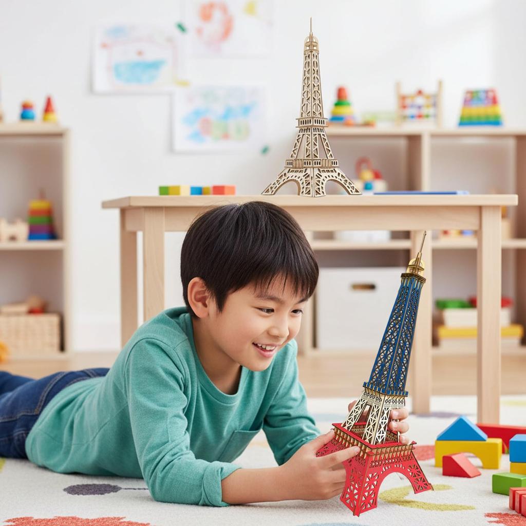 3D Wooden Wooden 3D Eiffel Tower Interior Eiffel Atmosphere Educational Birthday Gift Puzzle, Toy, Puzzle, DIY, Decoration, Train, Tower, Creation,