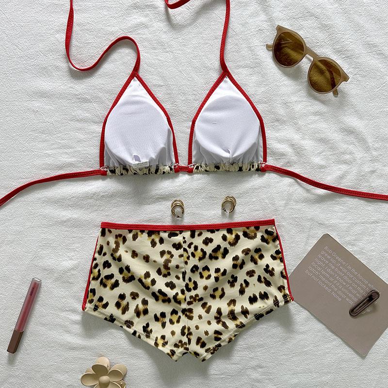 New Sexy Leopard Halter Bikini Women Swimwear Female Swimsuit Two-Pieces Bikini Set Shorts Padded Bather Bathing Suit Swim