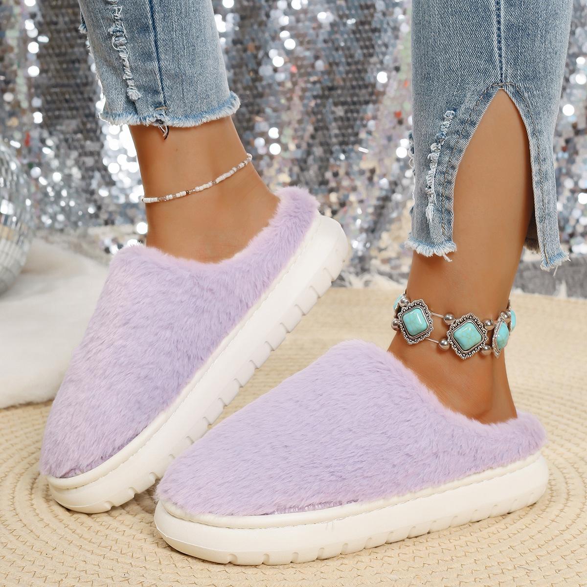 

Модная хлопковая обувь плюшевые тапочки с толстой подошвой и мехом для женщин зимняя домашняя обувь на плоской подошве мягкая с подкладкой теплая повседневная обувь-слайды 36-37 фиолетовый