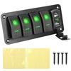 4-veis vippe-bryter 12V/24V Digital voltmeter PÅ/AV uttakskombinasjon Dobbel USB-port Vanntett