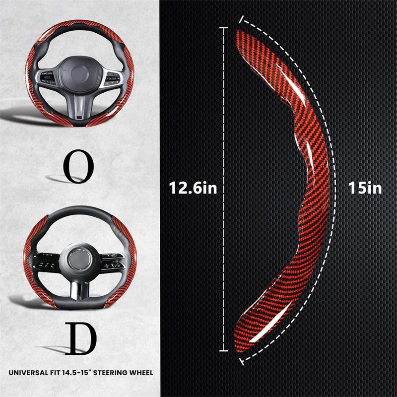3Pcs 38Cm Carbon Fiber Car Steering Wheel Cover Non-Slip Protective Cover Segmented Car Styling Accessories For 99% Car