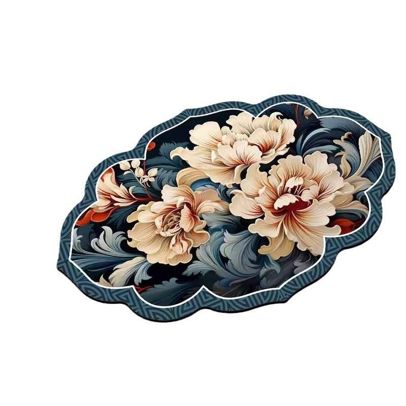 Chinese Floral Diatomaceous Earth Non-Slip Quick-Dry Floor Mat