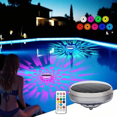 Luz Solar Flutuante para Piscina Controle Remoto Luz de Piscina com 12 Modos de Iluminação Função Timer IP67 à Prova d'Água Luz Solar Flutuante para Piscinas Banheira