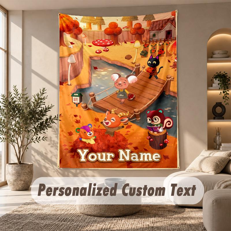 Tapestry Custom Name Text, Wall Hanging Tapestry Home Room DecorAnimal Crossing