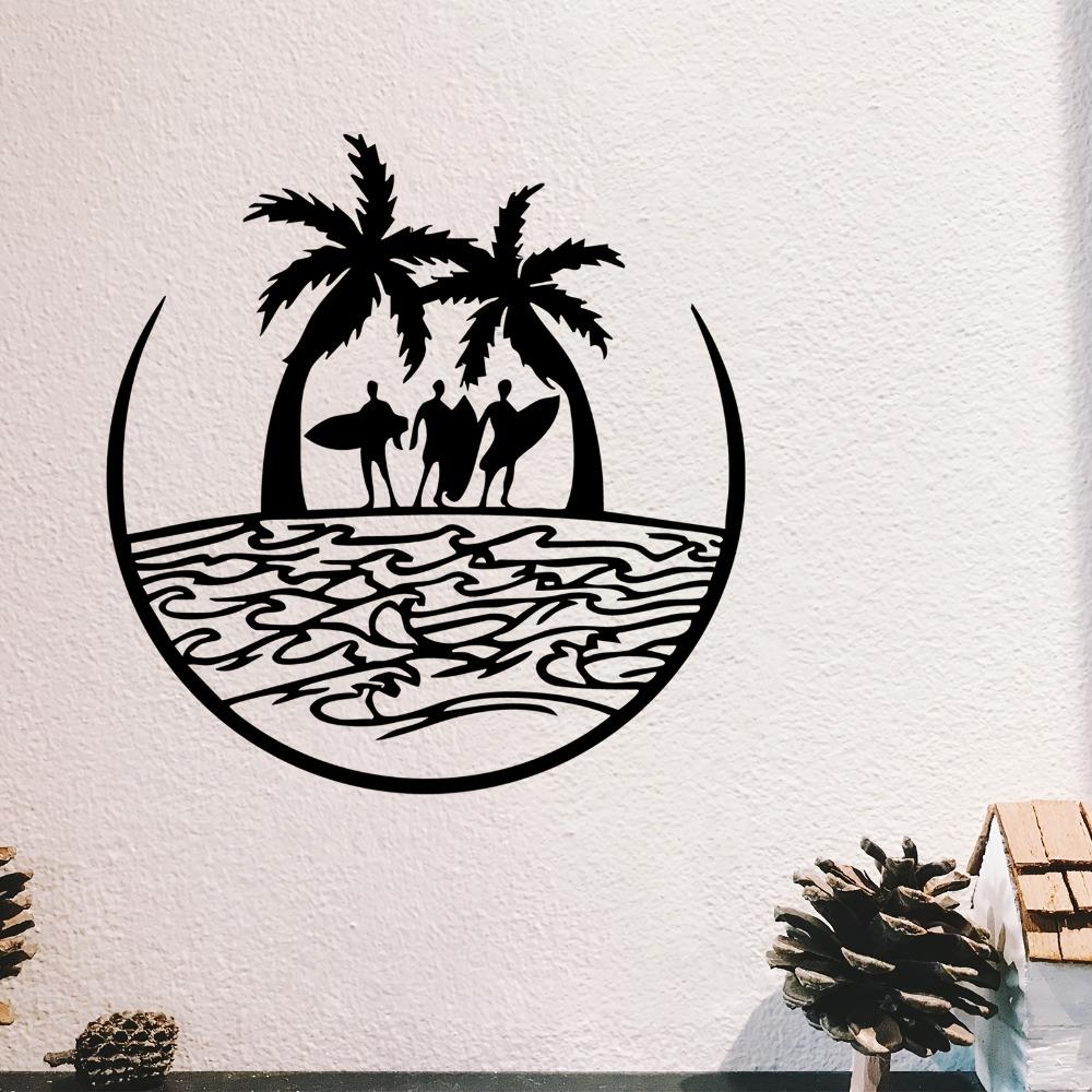 Surfing Metal Wall Art Dynamic Surfboard Statue Mural Summer Beach Party Home Decor Gift