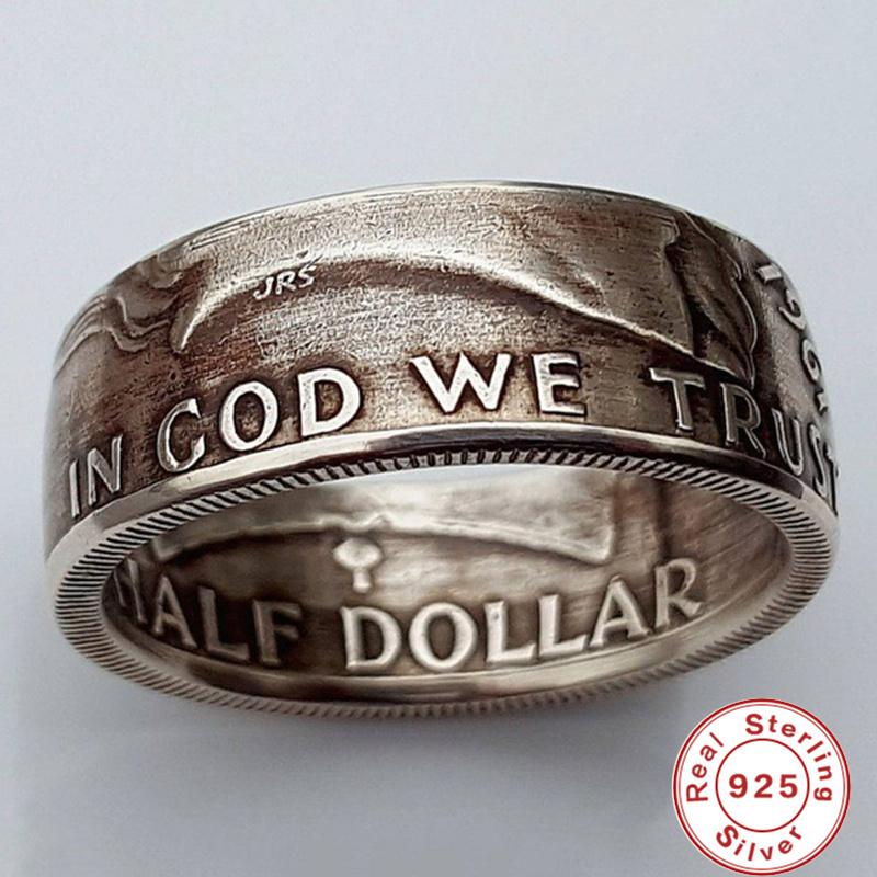 New S925 Sterling Silver Ring Thai Silver Vintage Embossed Ring for Men Jewelry Gifts 9