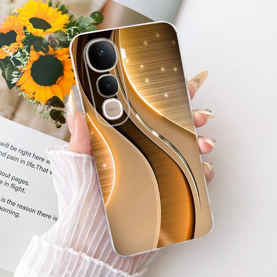 For Vivo Y400 5G Case V2506 New Fashion Flower Cover Transparent Silicone Slim Soft Phone Cover For Vivo Y400 Pro Y400Pro Bumper