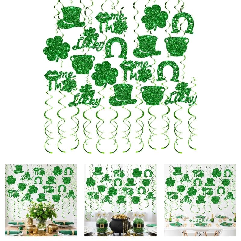 Quick Setups No Tools Needed Helical Shamrock Hanging Decoration for Fast Party Decoration on . Patrick's Festivities