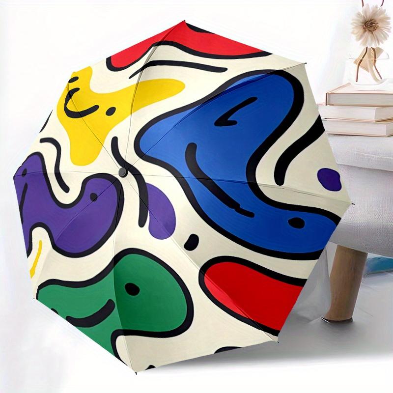 1pc Abstract Shapes Automatic Open/Close Umbrella with One Touch Button,, Windproof Design   Lightweight Portable Umbrella for Women & Men6043