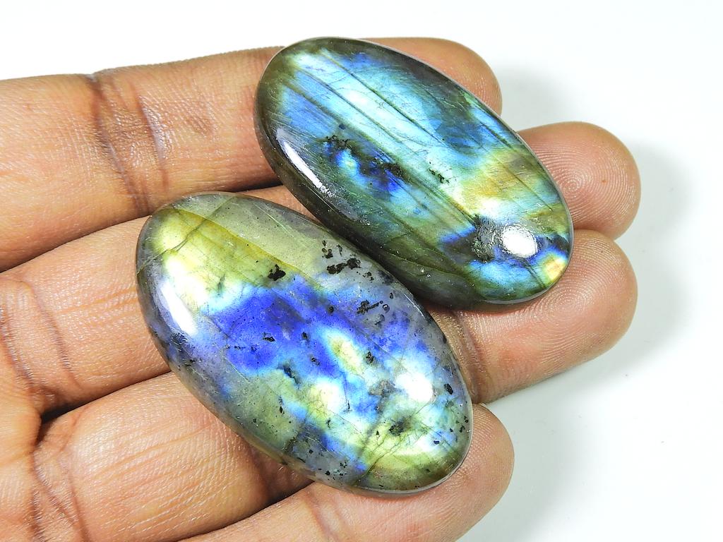 Blue Labradorite Oval Shape 2Pcs Crytsal Loose Natural Gemstone 44-44MM SK-1565