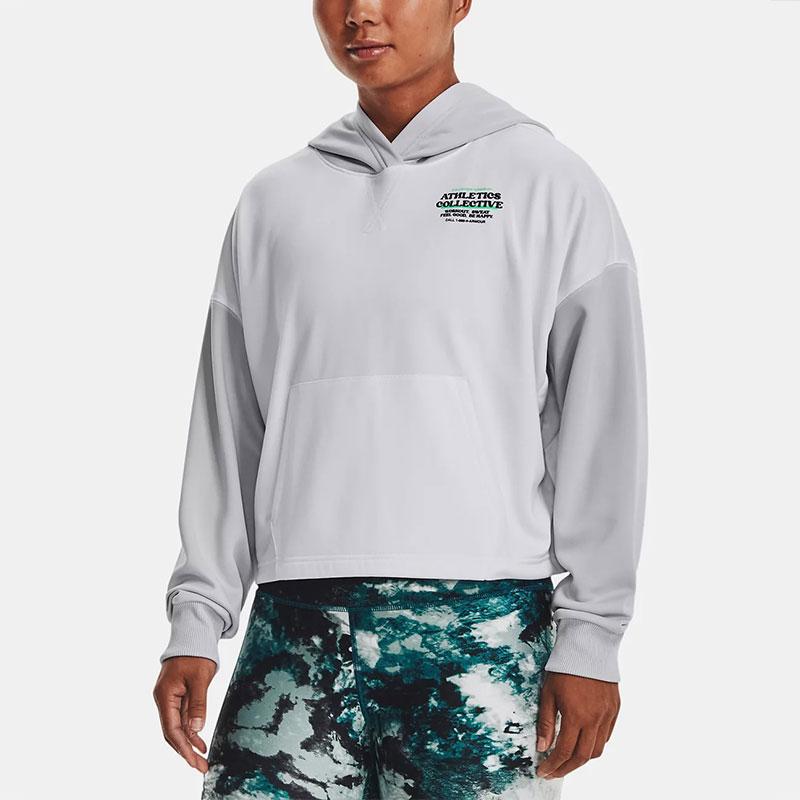 Under Armour Color Block Letter Print Hoodie Women Hoodies White 1374529-100