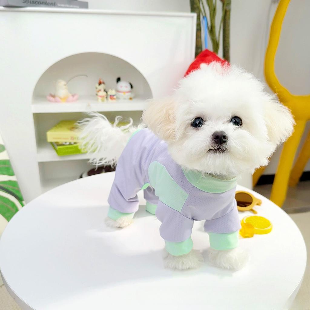 Dog Cat Clothes Spring Summer Ice Silk Cooling Mesh Four Legs Outfit Bichon Teddy Sun Protection Suit Dog Cooling Vest Puppy