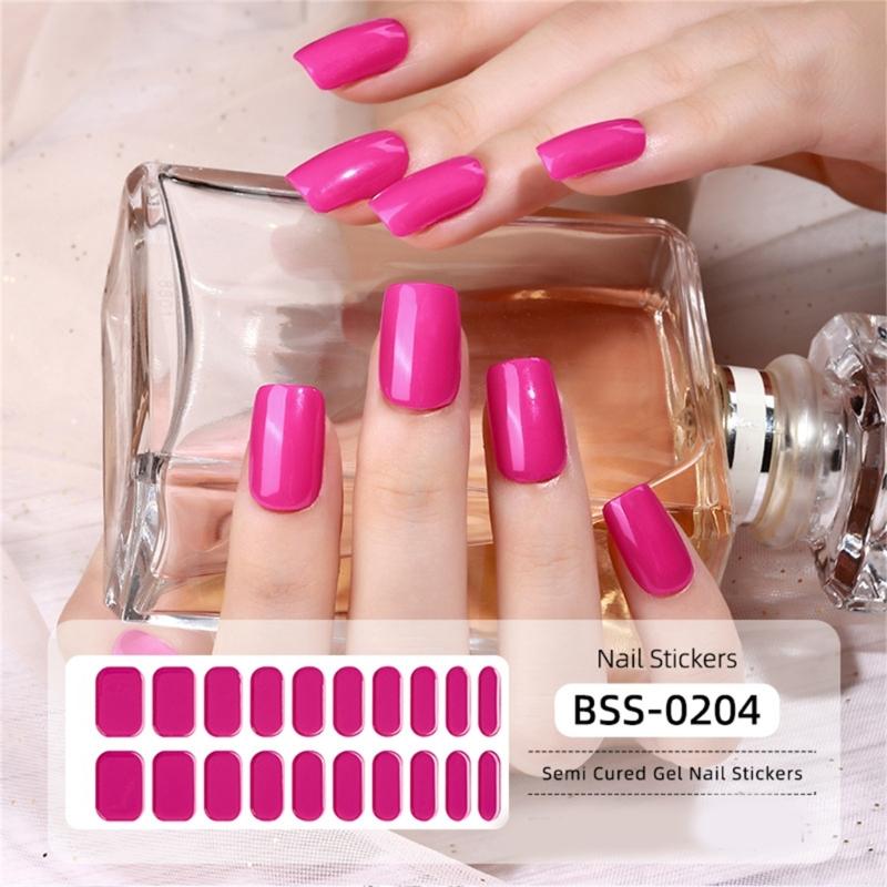 Semi Cured Gel Nail Strips Patches Sliders UV/LED Lamp Cured Adhesive Long Lasting Full Cover Gel Nail Stcikers Manicure