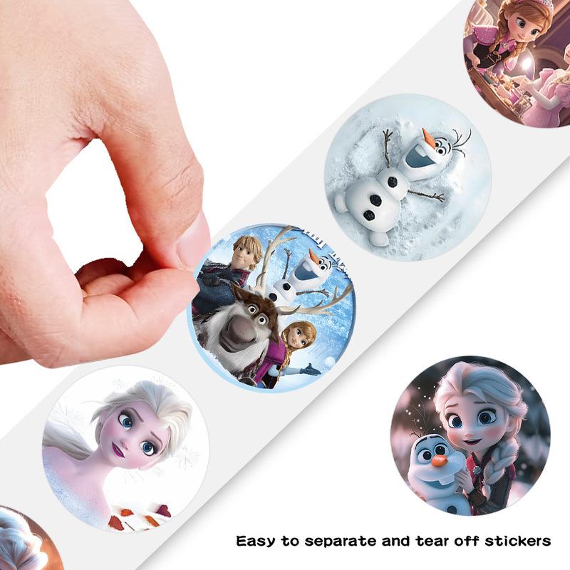 500pcs/Roll Frozen Princess Elsa Cartoon Sealing Sticker DIY PVC Laptop Decals Decoration Stiker Reward Gift Toys