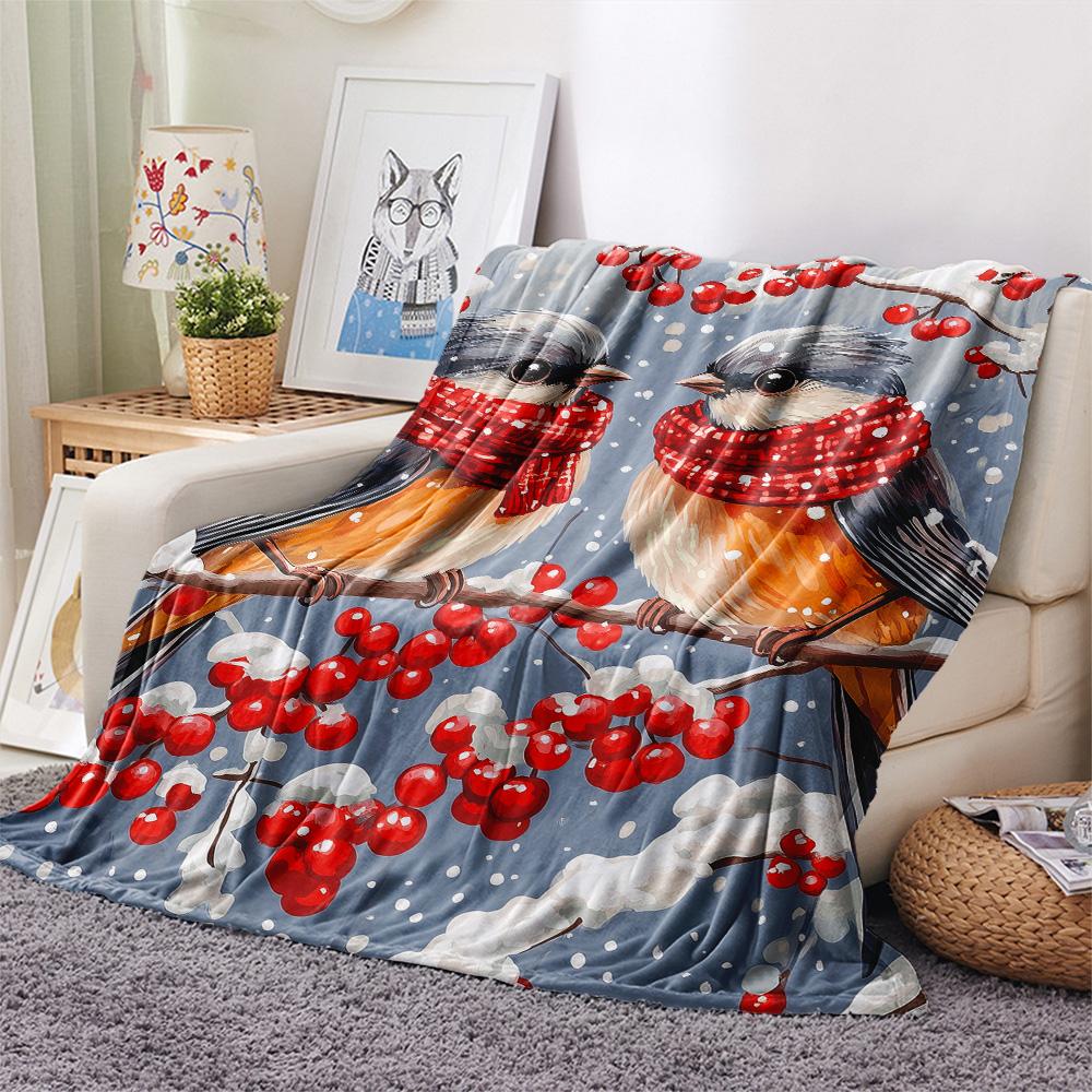 Branch Birds  Print Flannel Blanket, High Quality Comfortable for All Seasons, Home Decor, Warmth and Comfort