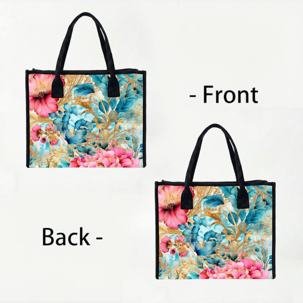 Floral Printed Tote Bag Stylish Large Capacity Daily Carry Handbag for Casual Use