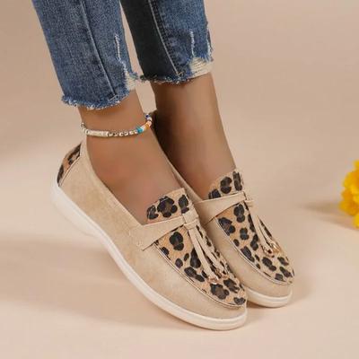 Tênis femininos com emenda de leopardo, sapatos casuais baixos, mocassins de marca, sapatos vulcanizados, sapatos simples para caminhada, chaussure femme