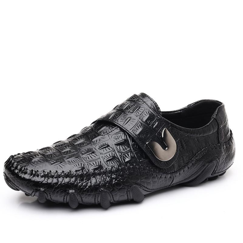 

Large size men s shoes genuine leather cowhide crocodile pattern men s high-end leather shoes 40 чорний