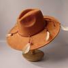 2026Bohemian style suede hat, brim 9.5 cm fedora with feather accessories, classic church hat, wide brim hat, women's hat