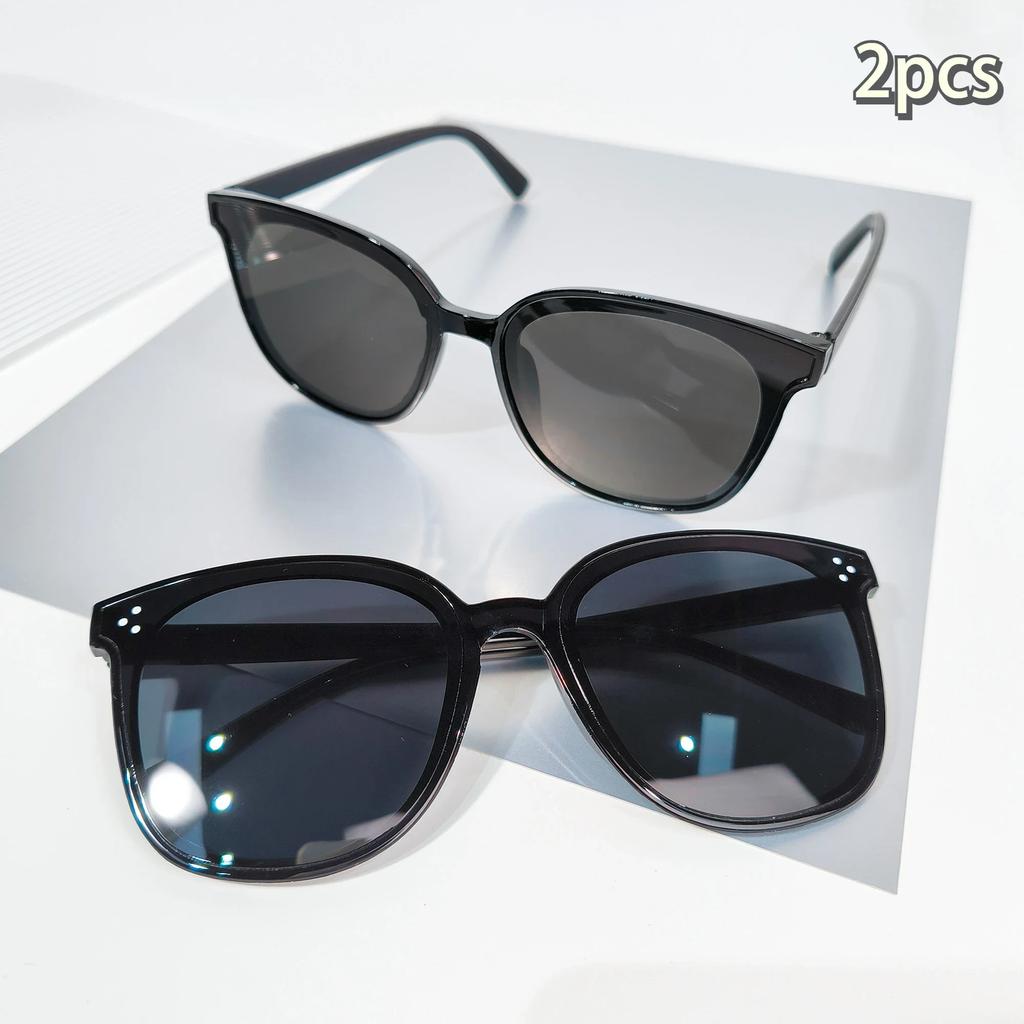 2pcs Oval Fashion Glasses for Men and Women, Vintage Oversized Frame Oval Sunglasses